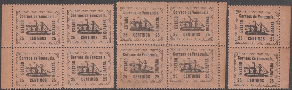 Venezuela Michel 211 Stoomboot 1903 (10x) in blok + paar, Ophalen of Verzenden, Postfris, Zuid-Amerika