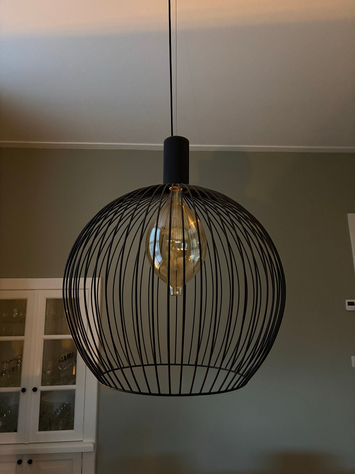 Moderne Zwarte Draad Hanglamp met Edison Lamp, Ophalen, Zo goed als nieuw, Metaal, E27 (groot)