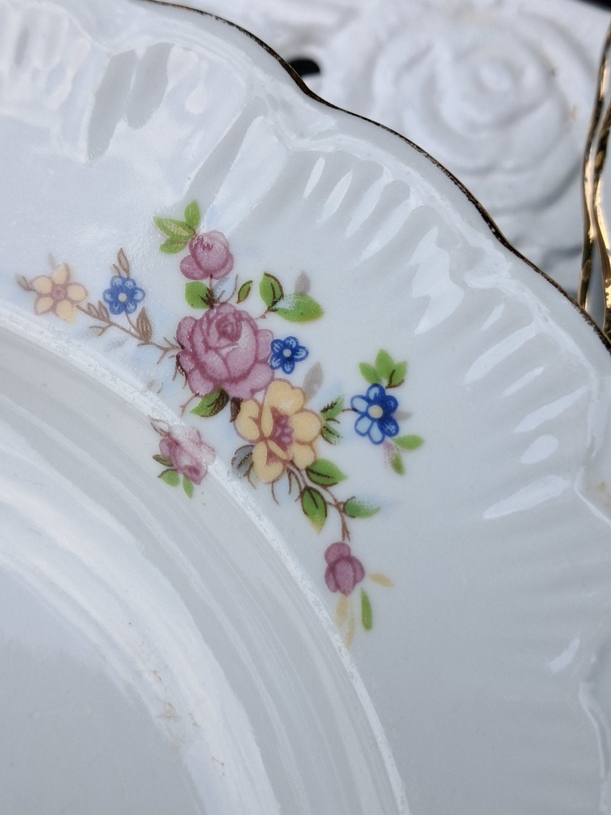 Brocante bloemetjes borden servies, Ophalen