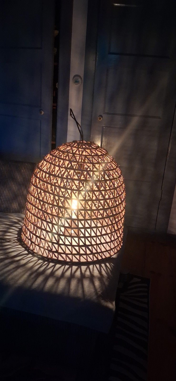 grote rotan hang lamp, Ophalen, Gebruikt, Boho