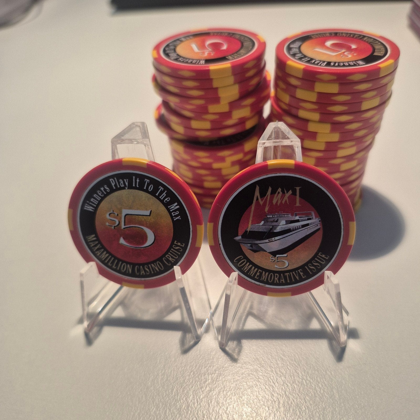 40 x Bud Jones Maxamillion casino cruise chips, Hobby en Vrije tijd, Feestartikelen, Ophalen of Verzenden, Carnaval