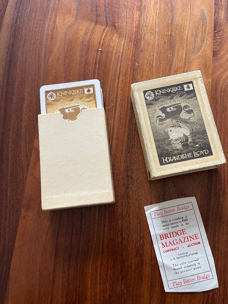 Speelkaarten Koninklijke Hollandsche Lloyd in originele doos, Ophalen of Verzenden, Gebruikt