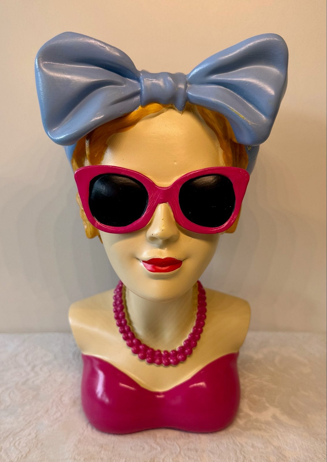 Vrouwenhoofd Bloempot , Rockabilly beeld ., Meerkleurig, Kunststof, Ophalen of Verzenden, Zo goed als nieuw