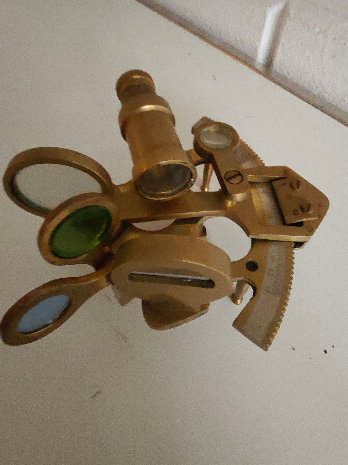 Leuke Messing Sextant in goede staat verkerend 10x5 cm, Ophalen of Verzenden