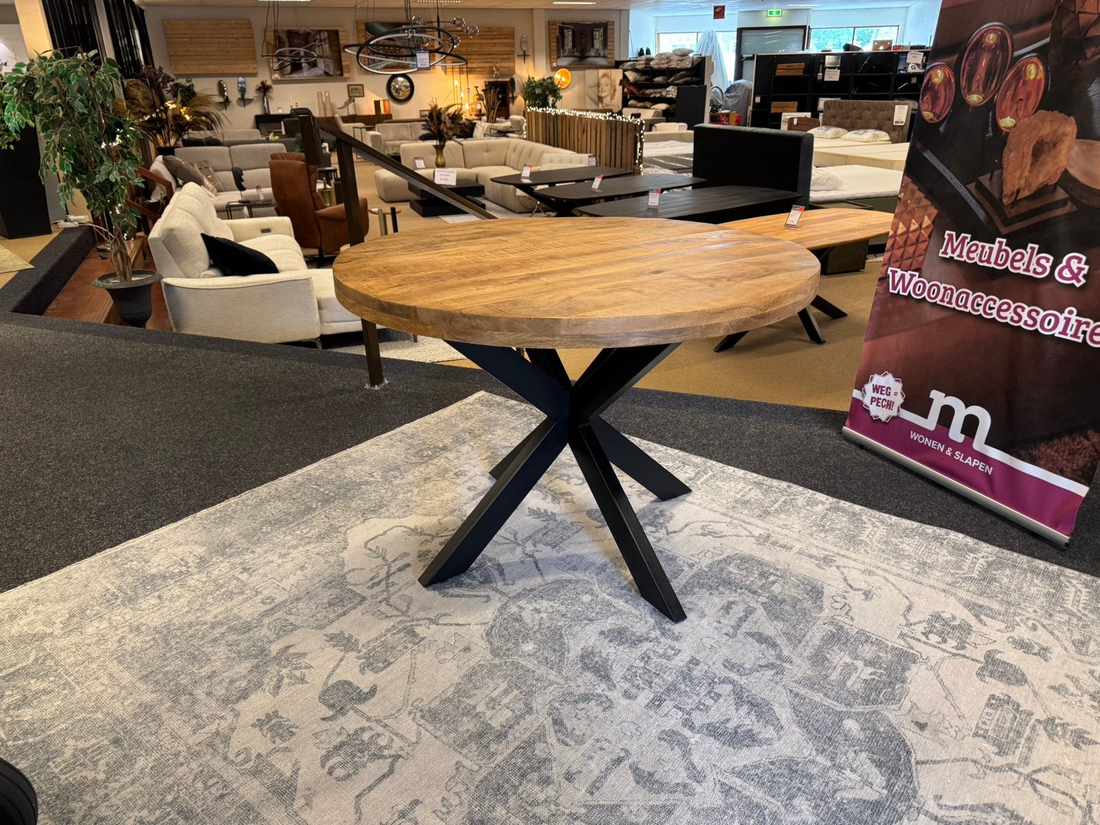 Eettafel rond 110cm Mango mango€279,- Direc leverbaar E-7050, #Eeettafel#Tafels#Eethoeken#Bijzettafels#Salontafels, Rond, Nieuw