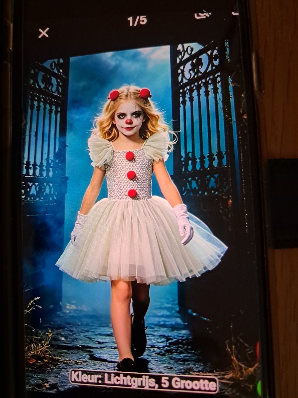 IT Pennywise Clown Jurk Halloween Kostuum 130 (8-9 jaar), Ophalen of Verzenden, Nieuw, 122 t/m 128, Meisje