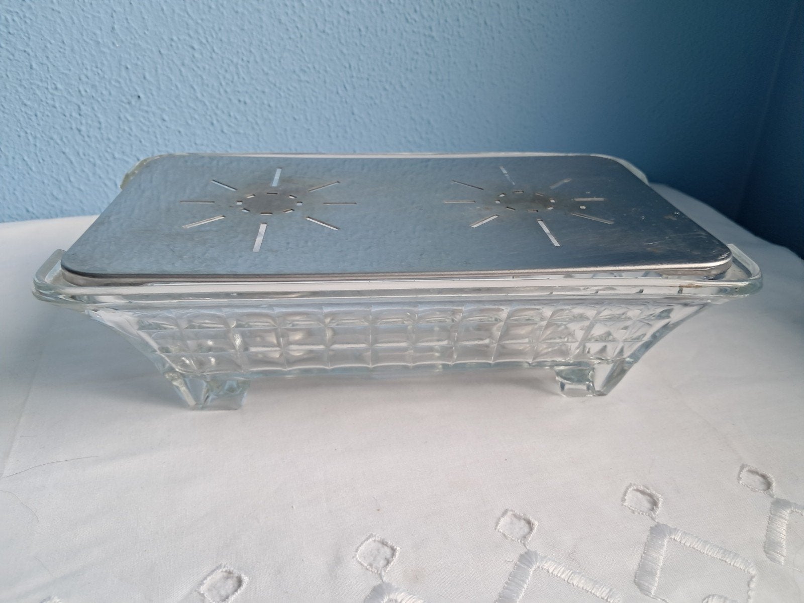 Vintage glazen rechaud (warmhoudplaat)., Ophalen of Verzenden