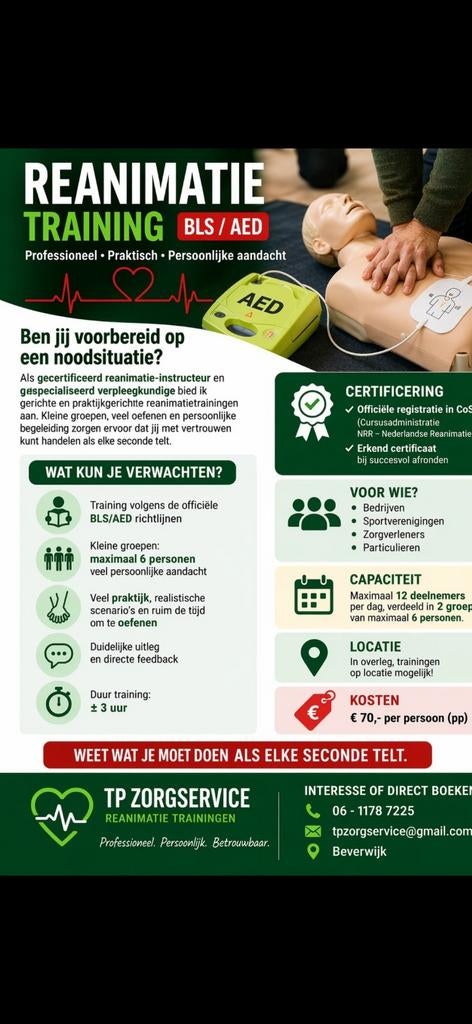 Reanimatie cursus BLS /AED, Boeken, Ophalen of Verzenden