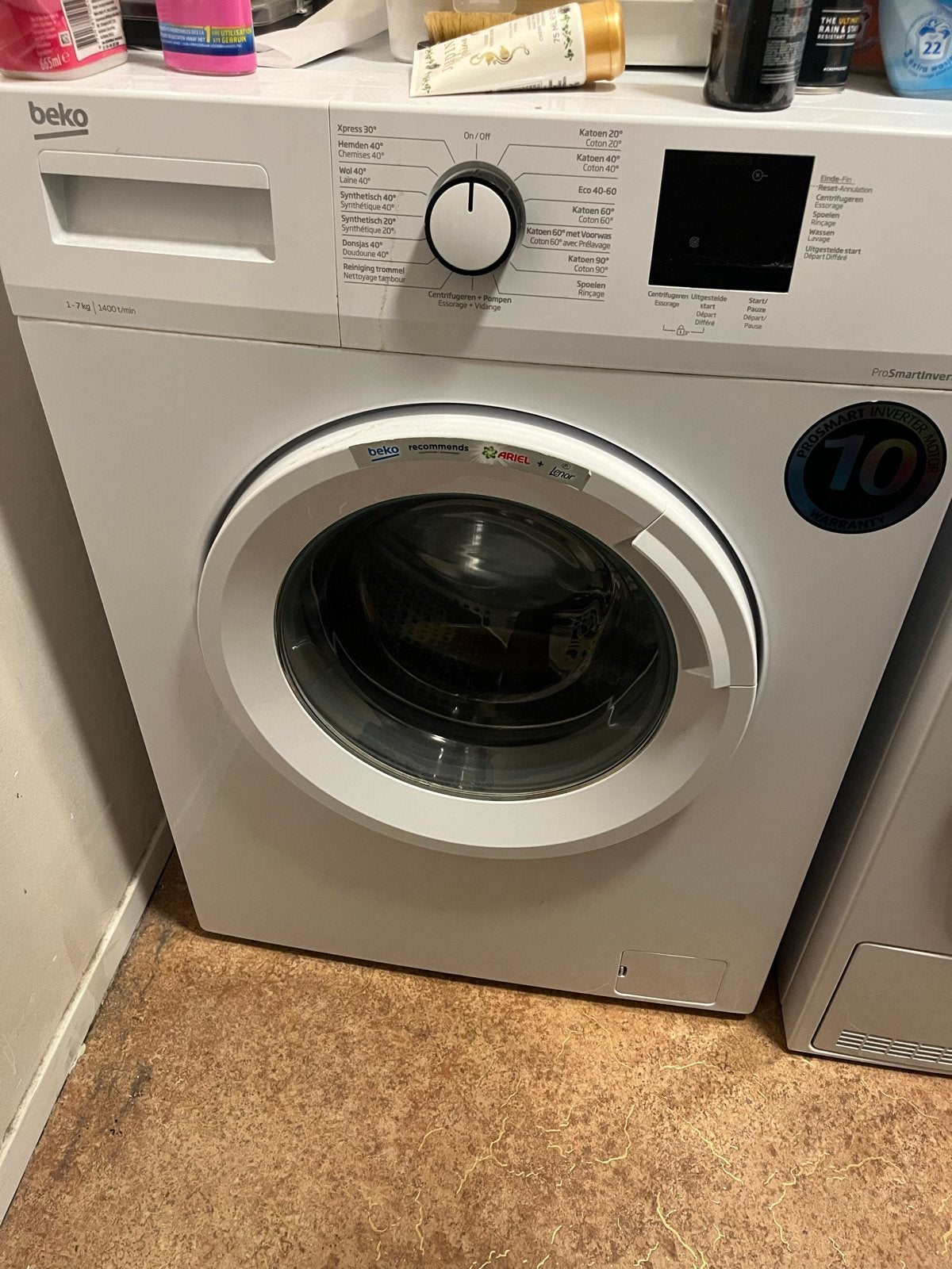 Beko Voorlader Wasmachine 7kg 1400 toeren ProSmartInverter, Ophalen, Zo goed als nieuw, Voorlader, Kort programma