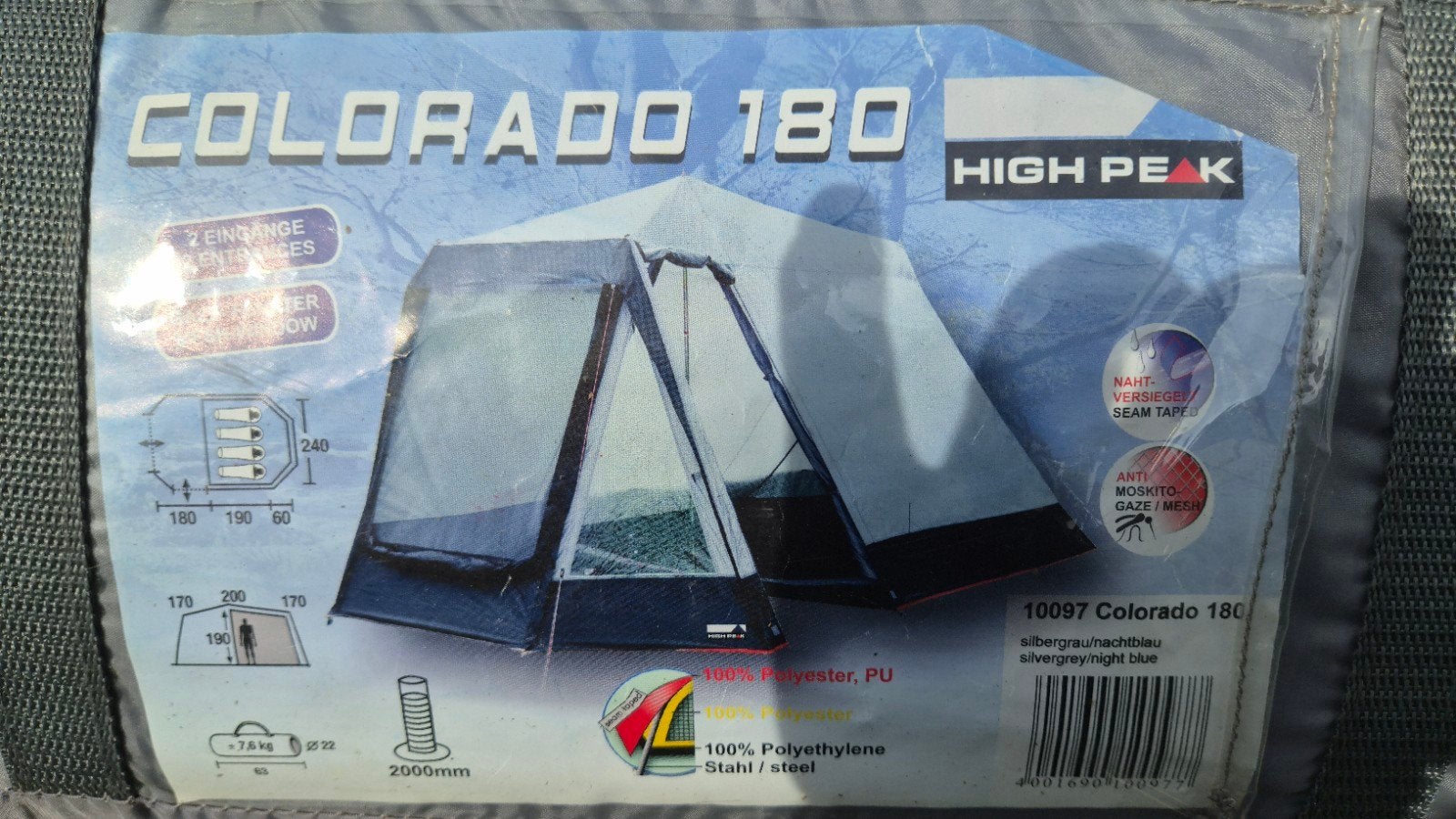 High Peak Colorado 180 Tent - 4-persoons ., Ophalen of Verzenden, Gebruikt, Tot en met 4