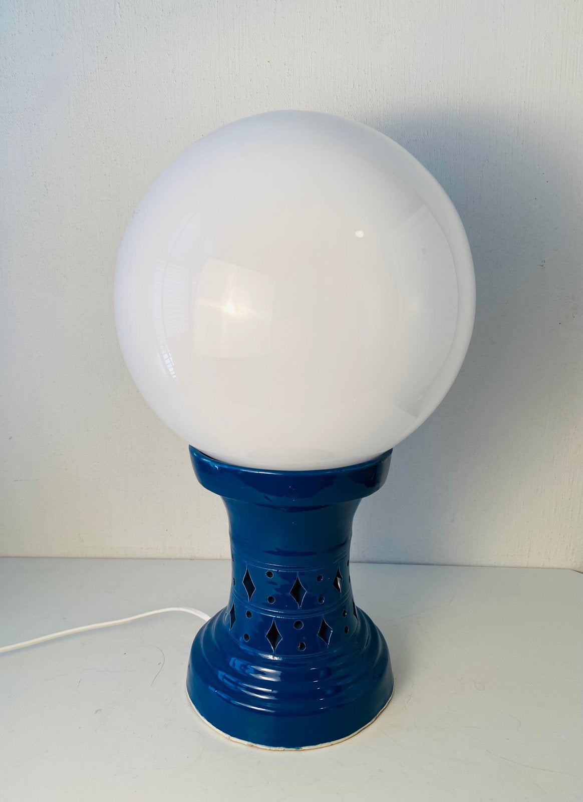 Space Age keramiek tafellamp met glazen bol, Ophalen of Verzenden, Huis en Inrichting