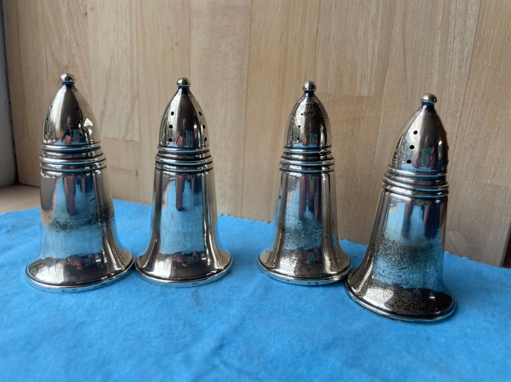 Set van 4 Crown Silver Co zout en peper strooiers, Antiek en Kunst, Ophalen of Verzenden, Zilver