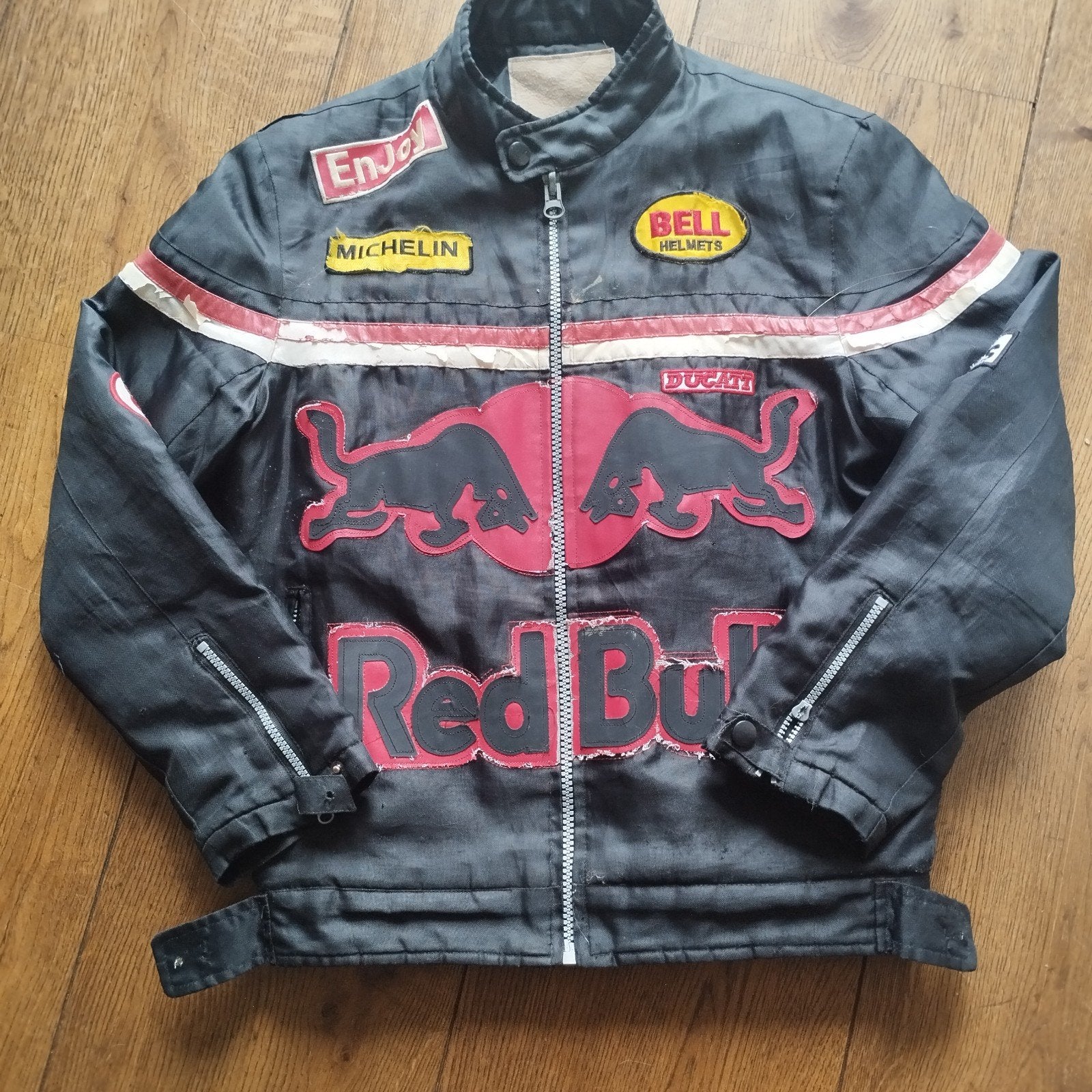 Vintage Red Bull Ducati racejas - Zwart, Gedragen, Ophalen of Verzenden, Gedragen, Zwart