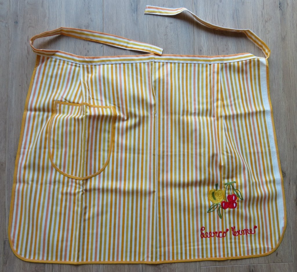 Keuken Schort Oranje, Blauw-wit, grijs- Wit VintageBrocante, Ophalen of Verzenden, Zo goed als nieuw, Oranje, Schort