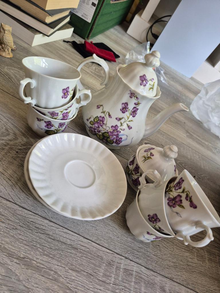 Wunsiedel Bavaria Porseleinen Theeservies met Vioolt, Antiek en Kunst, Ophalen of Verzenden