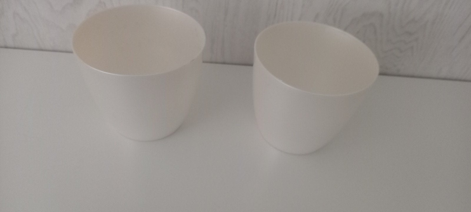 parelmoer kunststof schalen/potten - set van 2, Kunststof, Gebruikt, Rond, Plantenpot of Plantenbak