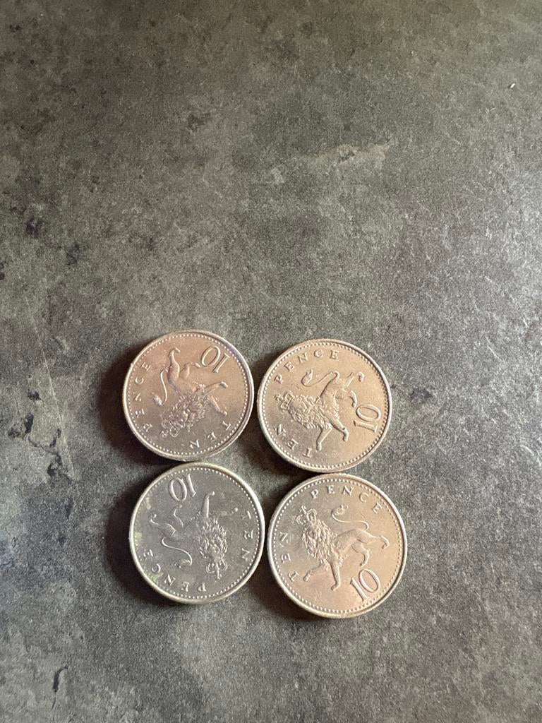 4 stuks 10 pence munten, Ophalen of Verzenden, Overige landen, Setje