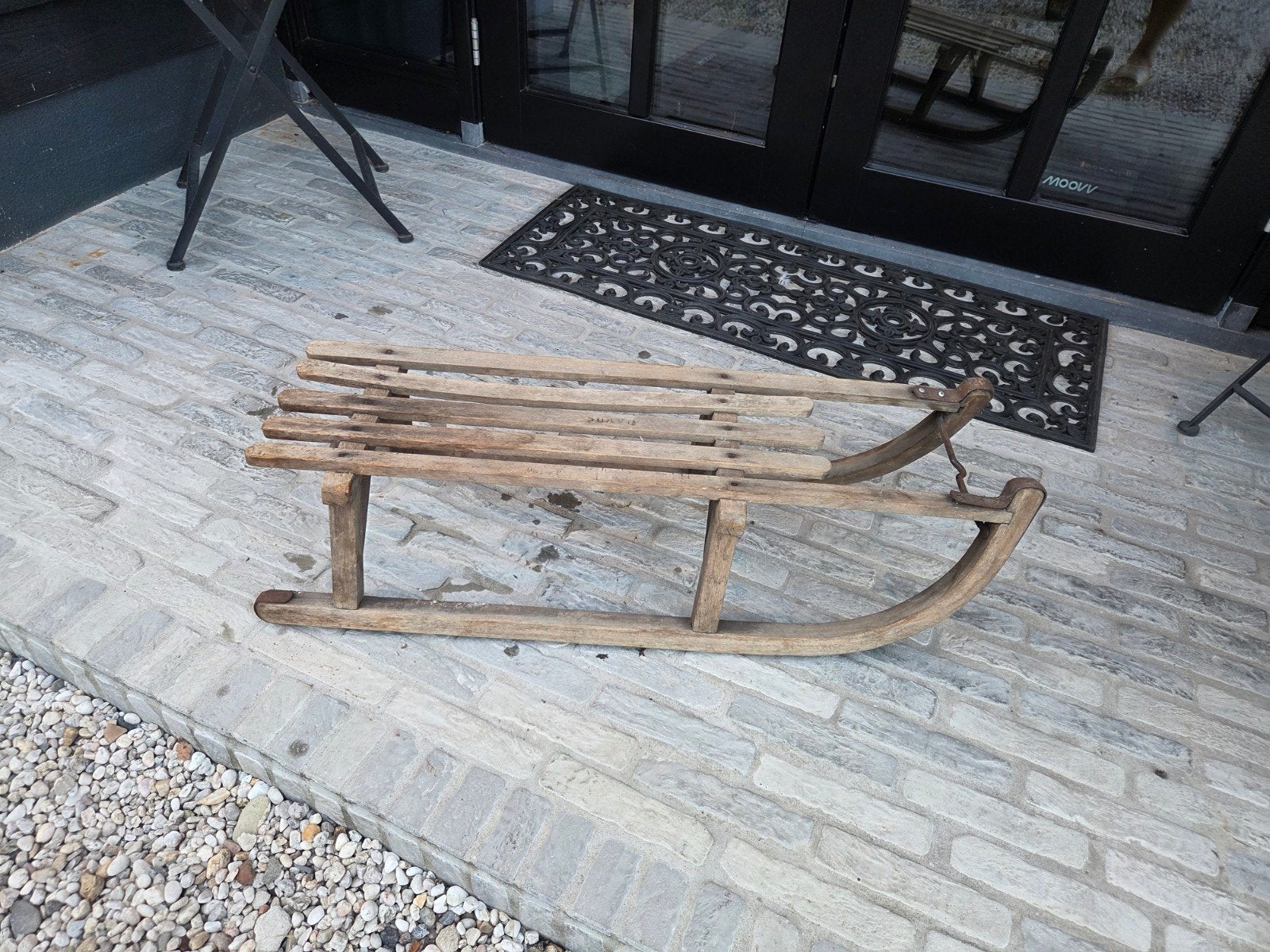 Vintage houten slee - decoratief of voor de sneeuwpret, Kinderen en Baby's, Speelgoed | Buiten | Sleeën, Ophalen of Verzenden