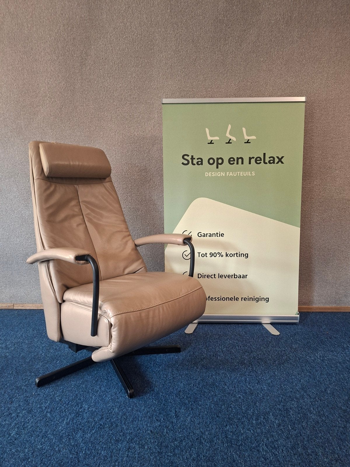 sta op relax fauteuil Prominent C102 ACCU🔋  + VERWARMING 🔥, Huis en Inrichting, Fauteuils, Ophalen, Minder dan 75 cm, Zo goed als nieuw