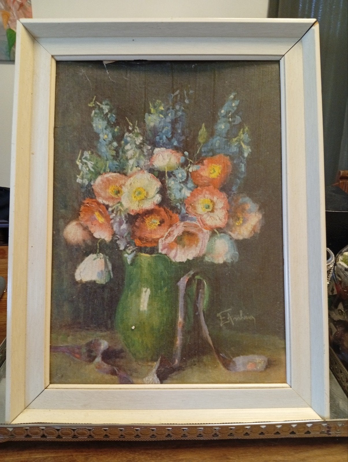 Olieverfschilderij Bloemenstilleven gesigneerd, Ophalen of Verzenden