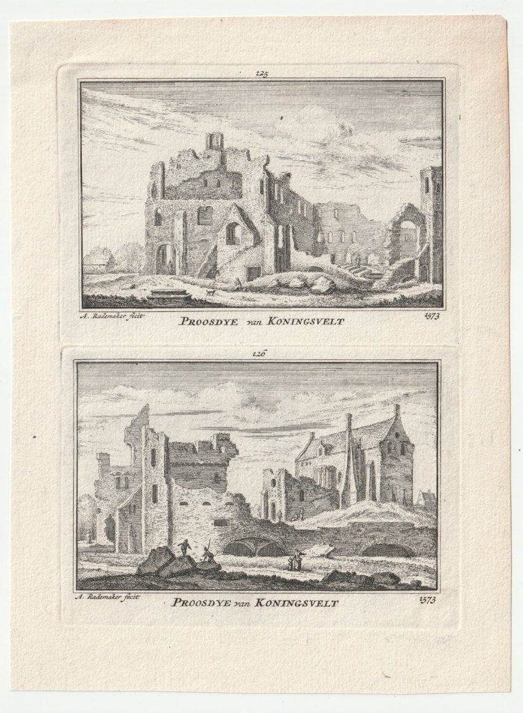 Proosdye van Koningsvelt nabij Delf gravure Rademaker, Verzenden, Gravure, Dubbele gravure