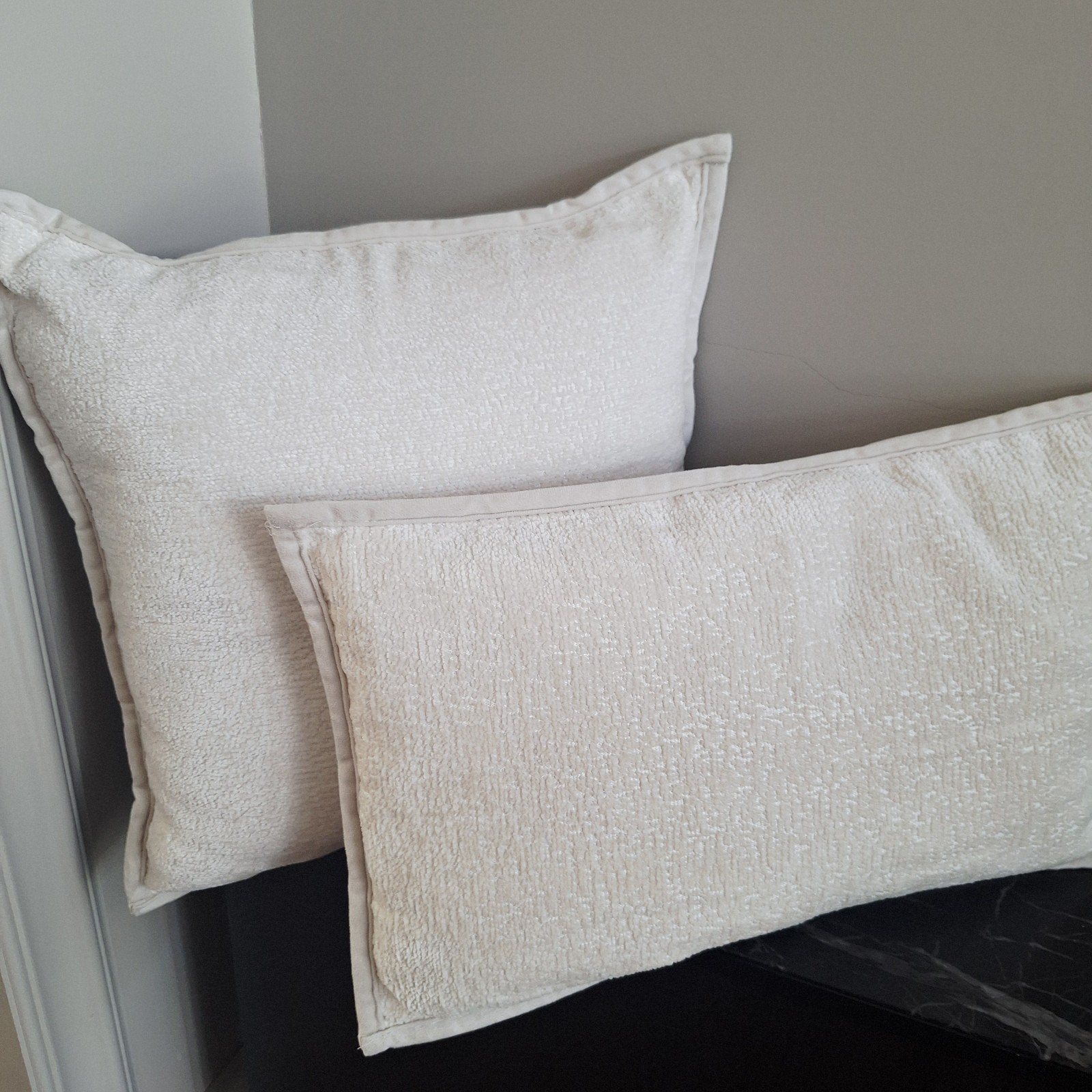 Chenille creme zachte kussens nieuw japandi stijl, Wit, Vierkant, Nieuw, Ophalen of Verzenden