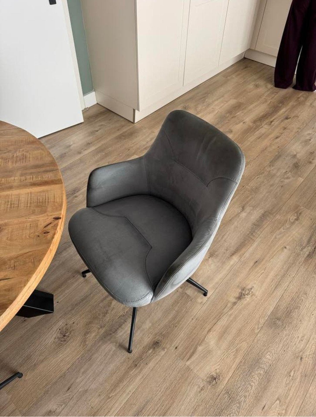 4x eetkamerstoelen met draaibare poot, Ophalen, Gebruikt, Minder dan 75 cm, Stof