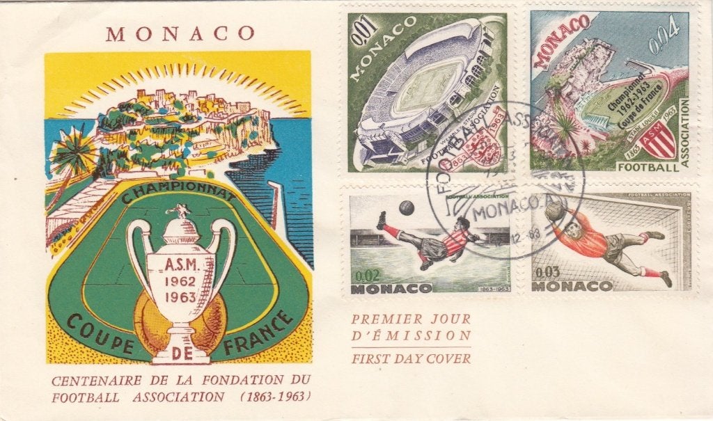 Voetbal Monaco geïllustreerd FDC Coupe de France 1963, Ophalen of Verzenden, Envelop