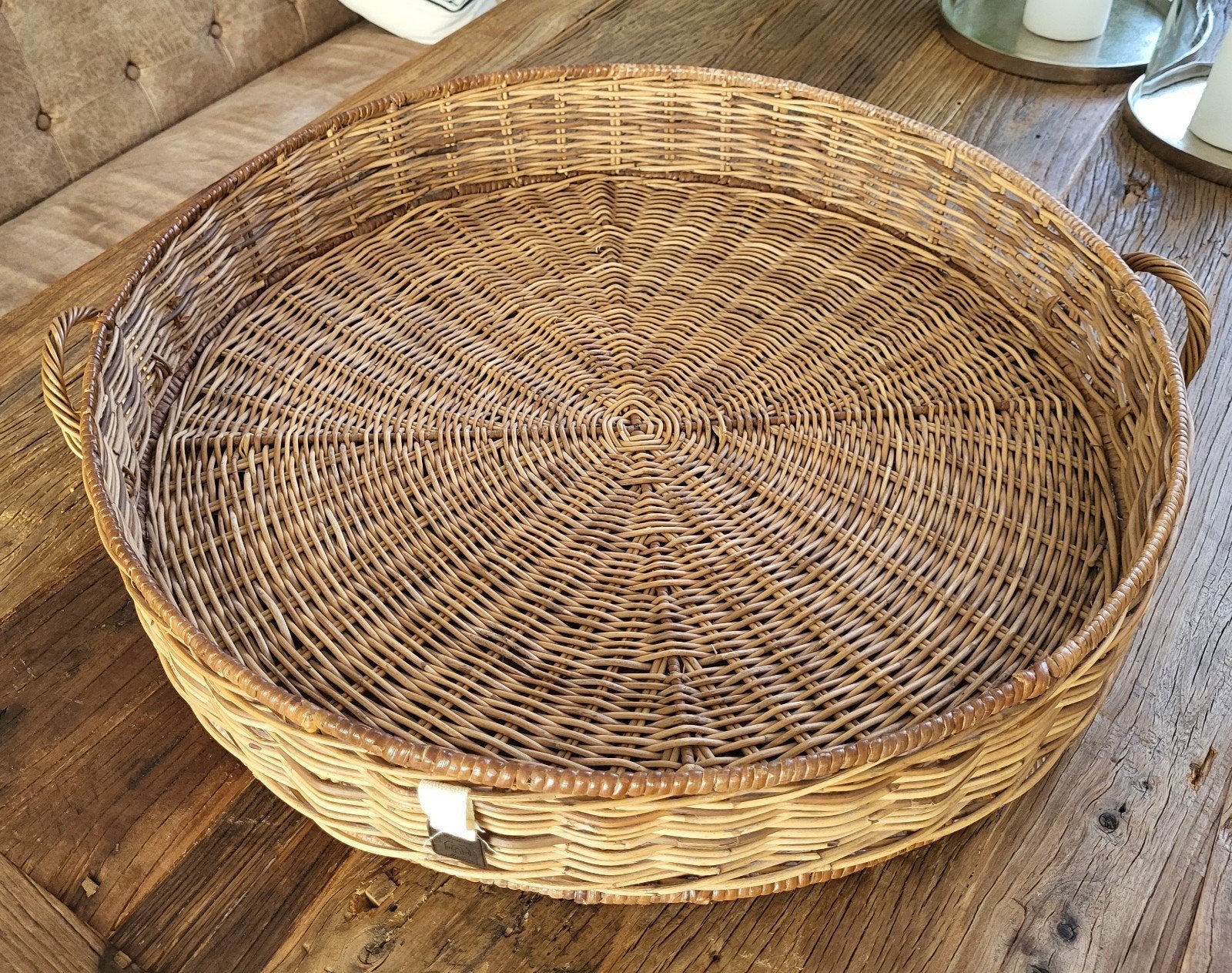 Riviera Maison rustic rattan tray, Ophalen, Zo goed als nieuw, Rond, Riet