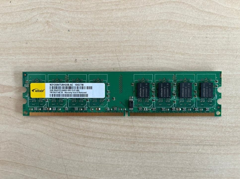 Elixir 2GB PC2-6400U DDR2 RAM Geheugen Desktop, Computers en Software, RAM geheugen, Gebruikt, Verzenden, DDR2, Desktop