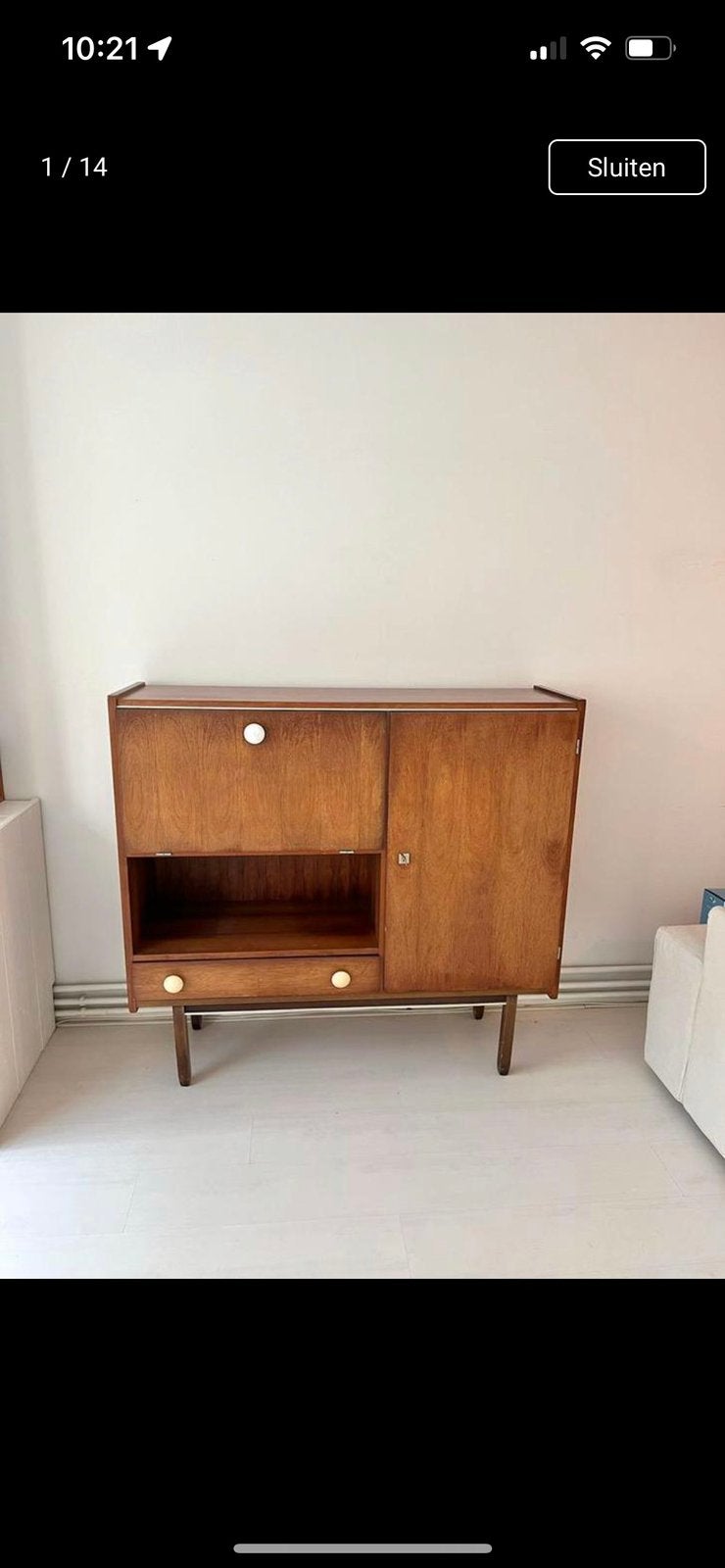 Vintage/retro houten kastje, Ophalen, Gebruikt, Jaren 60, 150 tot 200 cm