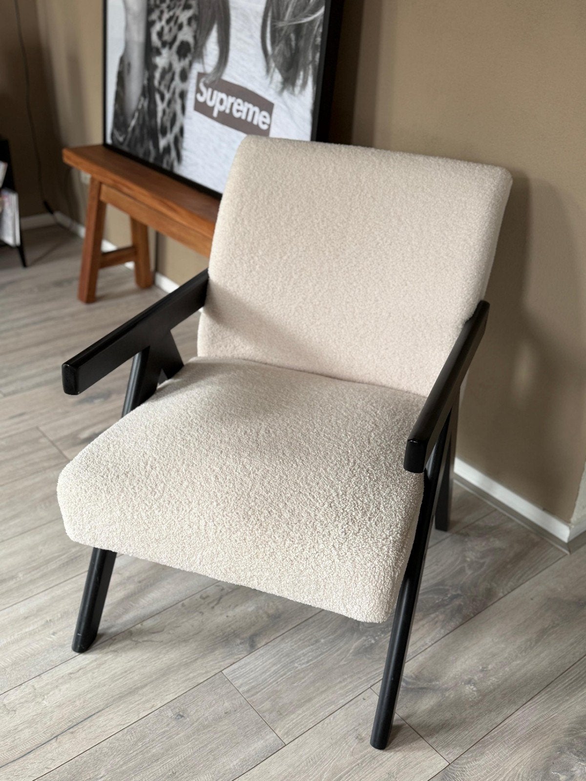 2 WOOOOD Lowie Teddy Stoelen Wit, Ophalen, 75 tot 100 cm, Zo goed als nieuw, Stof