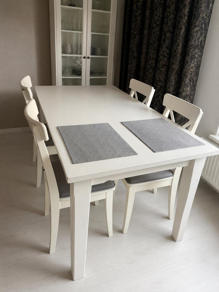 Eettafel inclusief 4 eetstoelen, Huis en Inrichting, Ophalen, Gebruikt, 50 tot 100 cm, 150 tot 200 cm