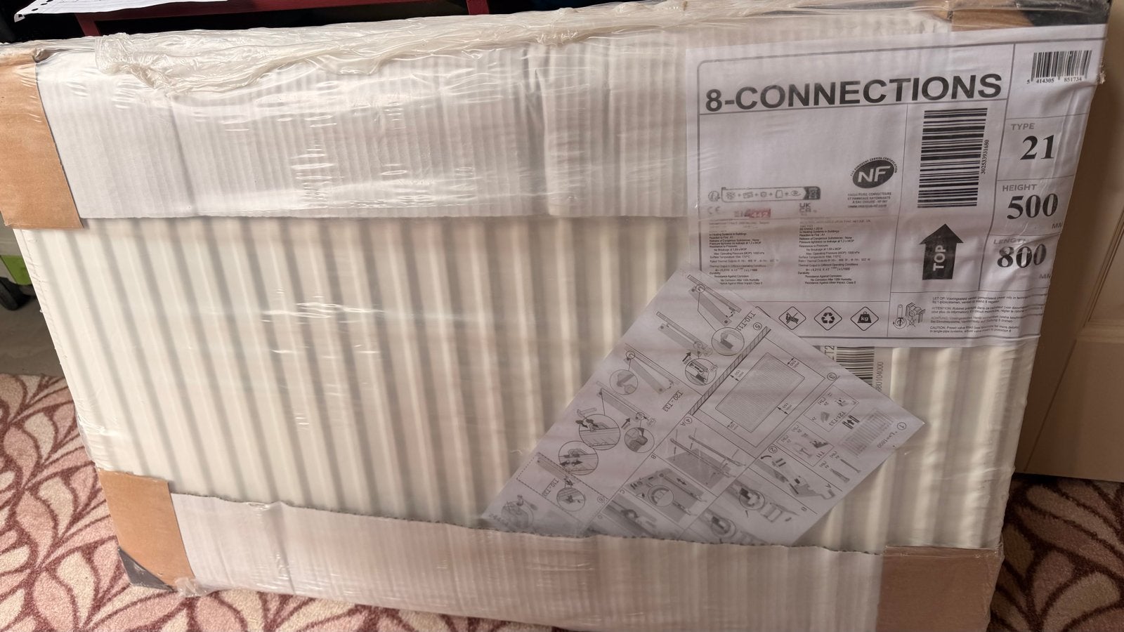 Witte Radiator Type 21 - 500x800 mm, 8-aansluitingen, Doe-het-zelf en Verbouw, Verwarming en Radiatoren, Ophalen, 30 tot 80 cm
