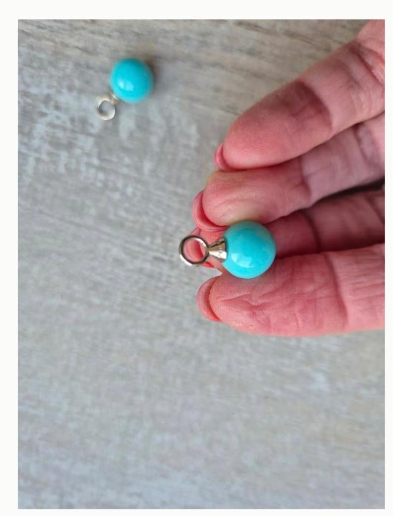 ZINZI oorbelhangers – 925 zilver met turquoise bolletjes, Ophalen of Verzenden, Zo goed als nieuw, Zilver, Zilver