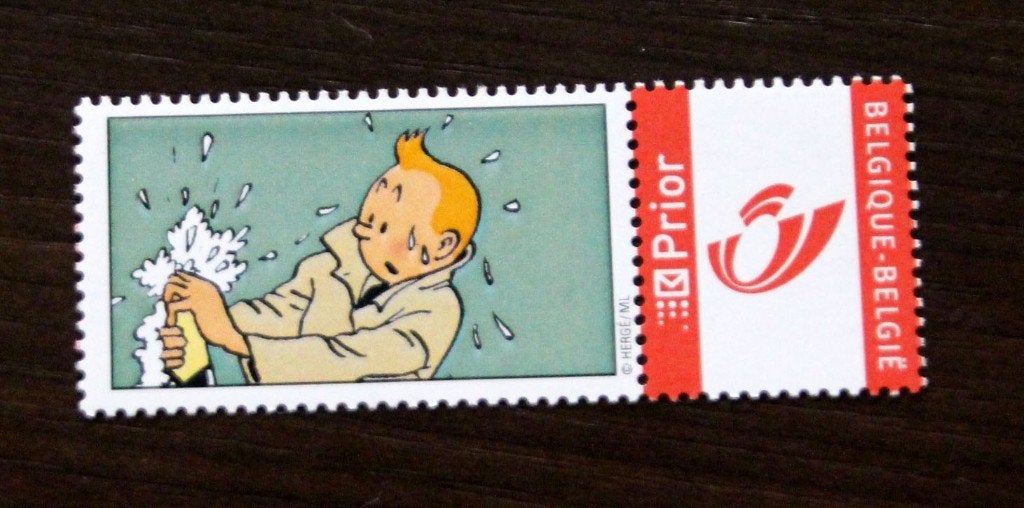 Belgie duostamp duo Kuifje Hergé Tintin MNH special Ed., Postzegels en Munten, Verzenden, Postfris
