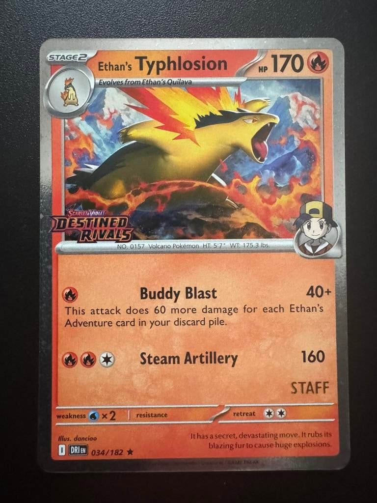 Ethan's Typhlosion (xDRI 034) STAFF Promo // Mint, Ophalen of Verzenden, Nieuw, Losse kaart, Foil