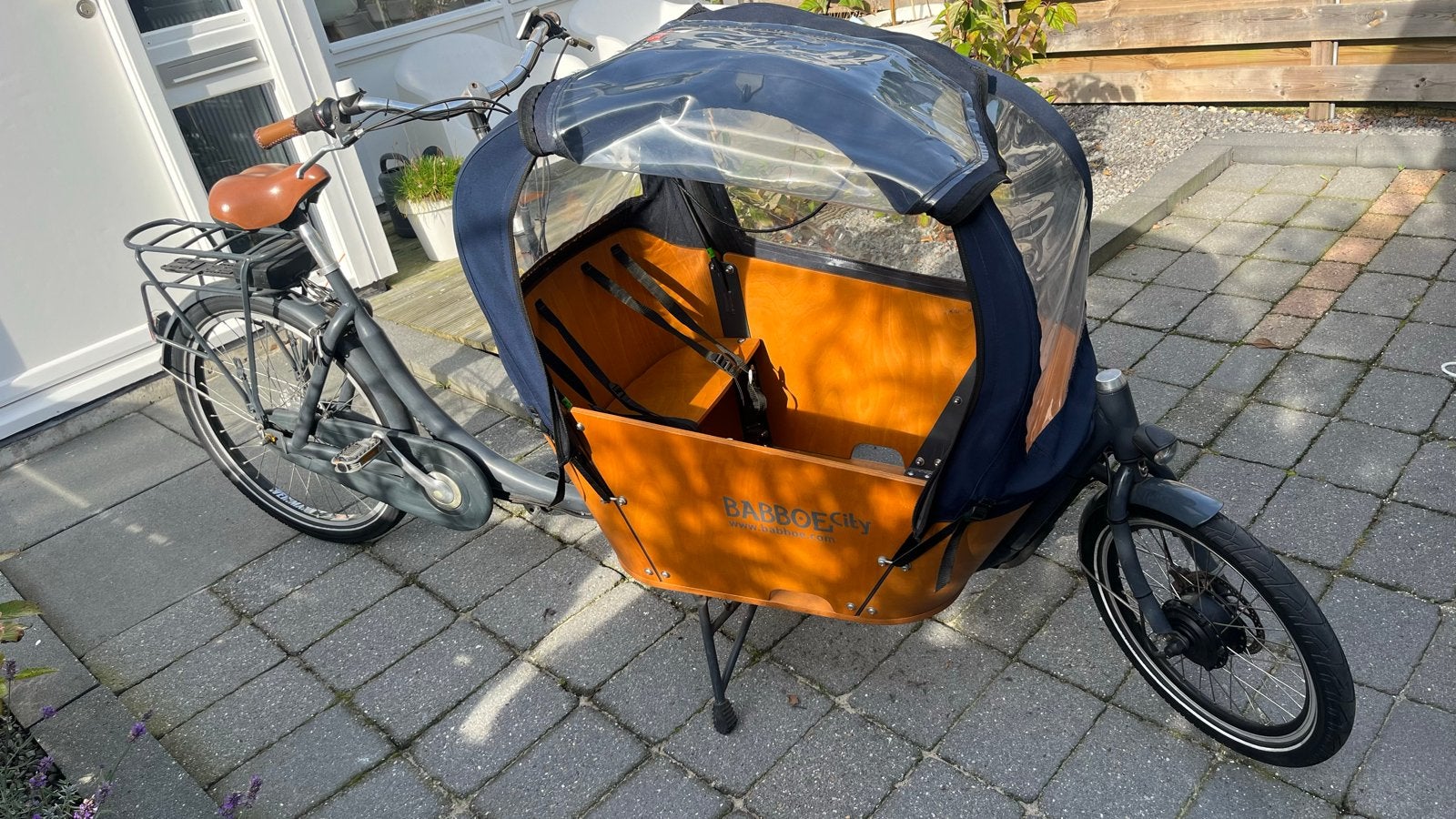Babboe City Bakfiets - Elektrisch met Huif, Fietsen en Brommers, Ophalen, Gebruikt, Elektrisch, 2 kinderen