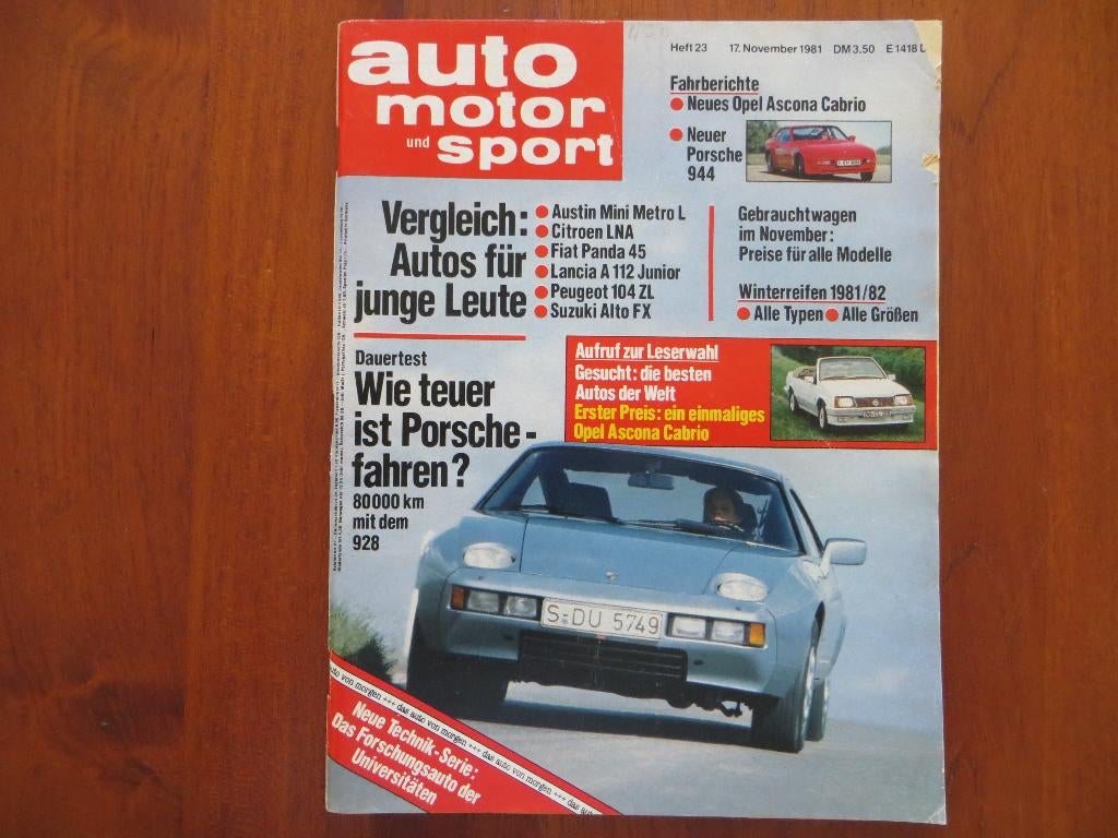 Auto Motor und Sport 23 1981 Porsche 944, Austin Mini Metro, Ophalen of Verzenden, Zo goed als nieuw, Porsche