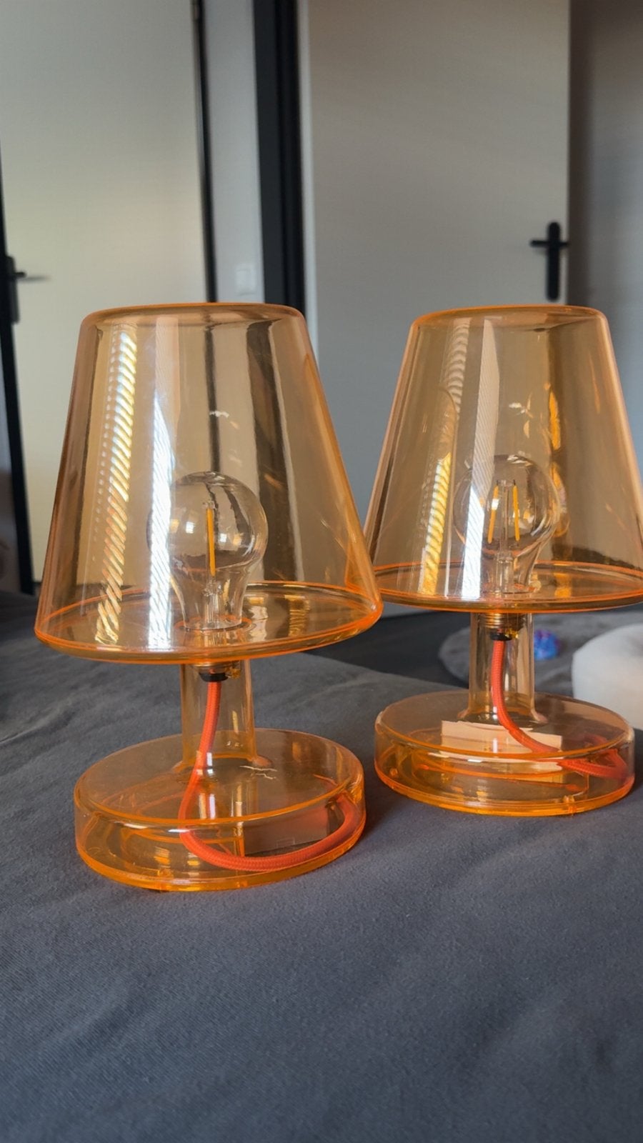 Set van 2 oranje tafellampen van FATBOY, Kunststof, Oranje, Fatboy, Met stekker