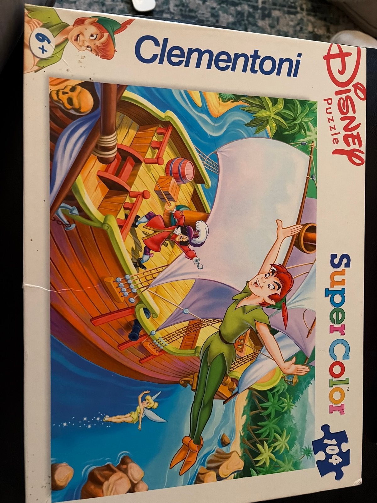 Clementoni Disney Peter Pan Super Color Puzzel 104 stukjes, Ophalen of Verzenden, Meer dan 50 stukjes, Gebruikt, 6 jaar of ouder