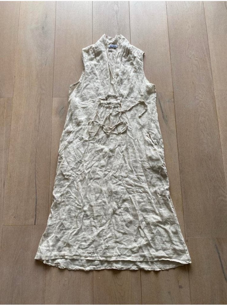 Linnen jurk M nieuwstaat, Maat 38/40 (M), Beige, Ophalen of Verzenden, Zo goed als nieuw