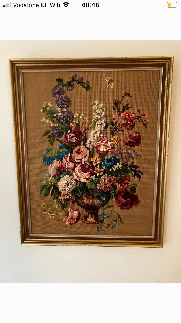 Geborduurd Bloemen  groot borduurwerk, Ophalen