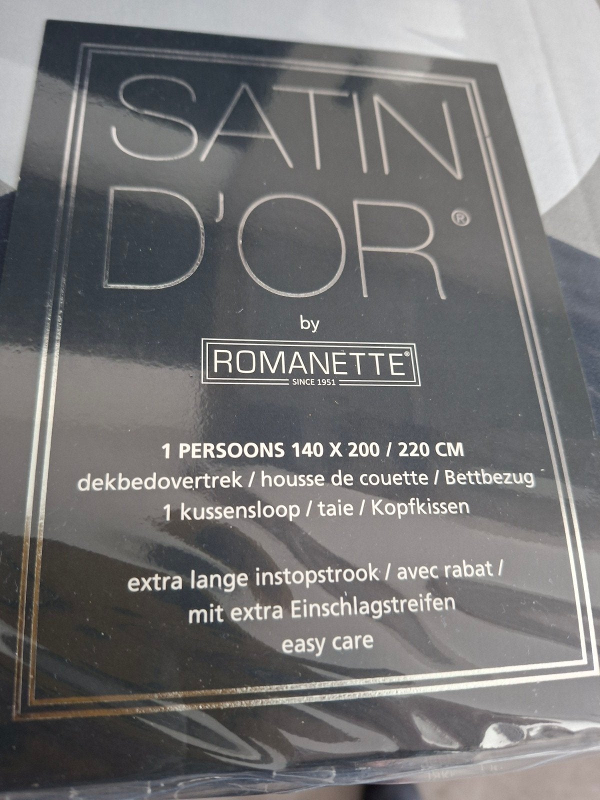 Satin D'Or Romanette Dekbedovertrek 1 Persoons Blauw/Grijs, Huis en Inrichting, Eenpersoons, Blauw, Dekbedovertrek, Nieuw