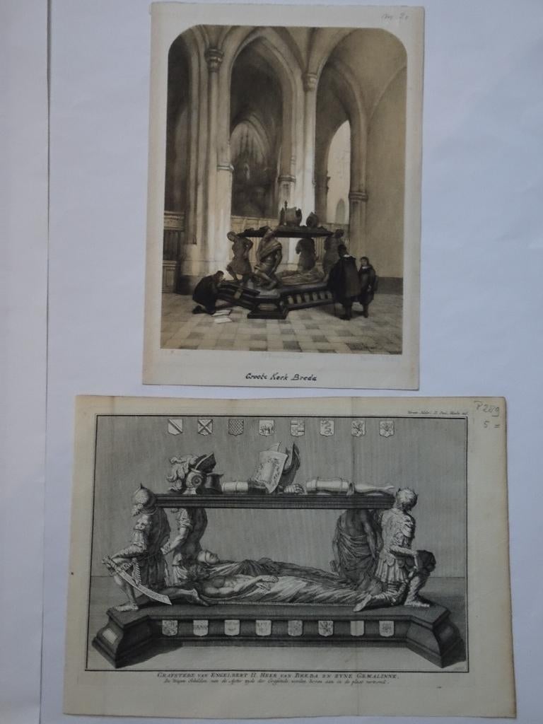 litho graf een Oranje Grote kerk Breda, n.J. Bosboom 1850, Antiek en Kunst, Verzenden