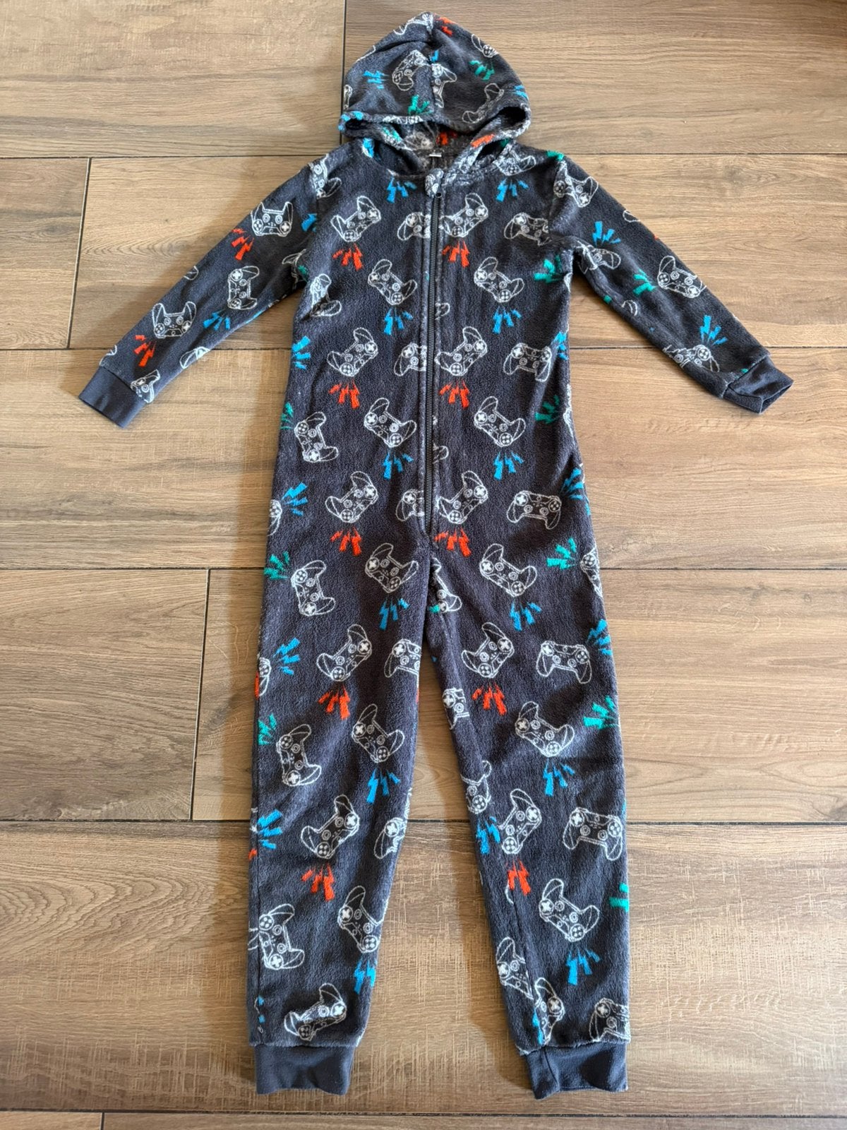 Grijze onesie/ overall met game print in Maat 134/140, Ophalen of Verzenden, Gebruikt, Jongen