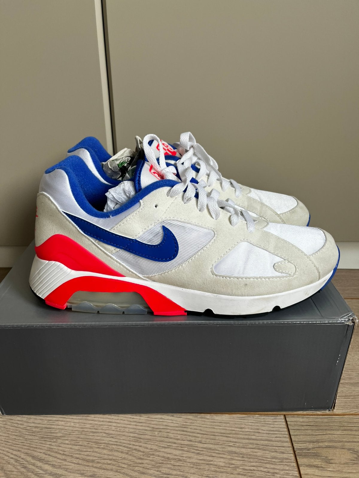 Nike air 180 ultramarine maat 42,5, Kleding | Heren, Schoenen, Verzenden, Zo goed als nieuw, Wit