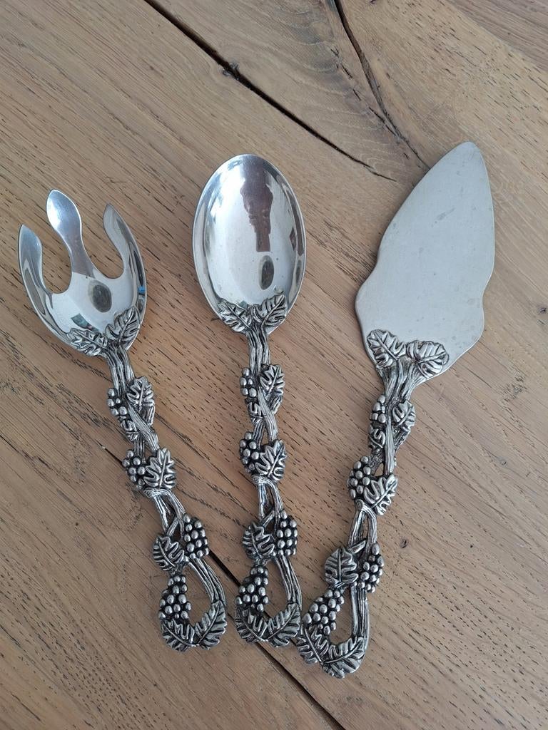 Vintage Bestekset met Druivenrank Design - 3-delig, Ophalen of Verzenden