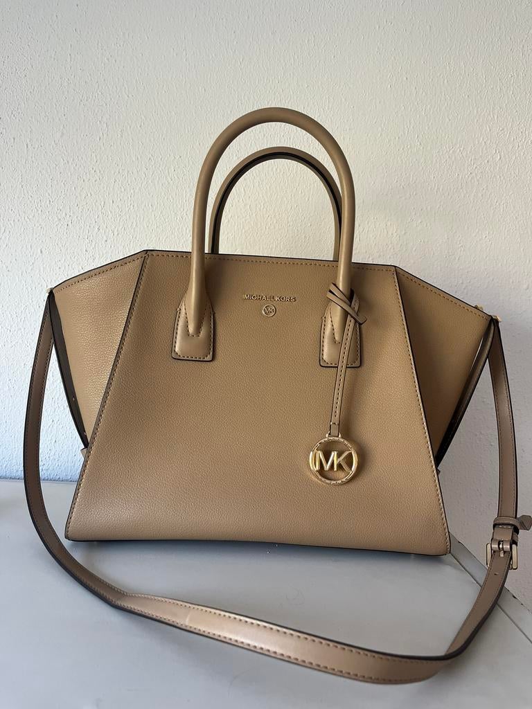 Nieuw Michael Kors Avril Large Satchel tas, Ophalen of Verzenden, Zo goed als nieuw, Beige, Handtas