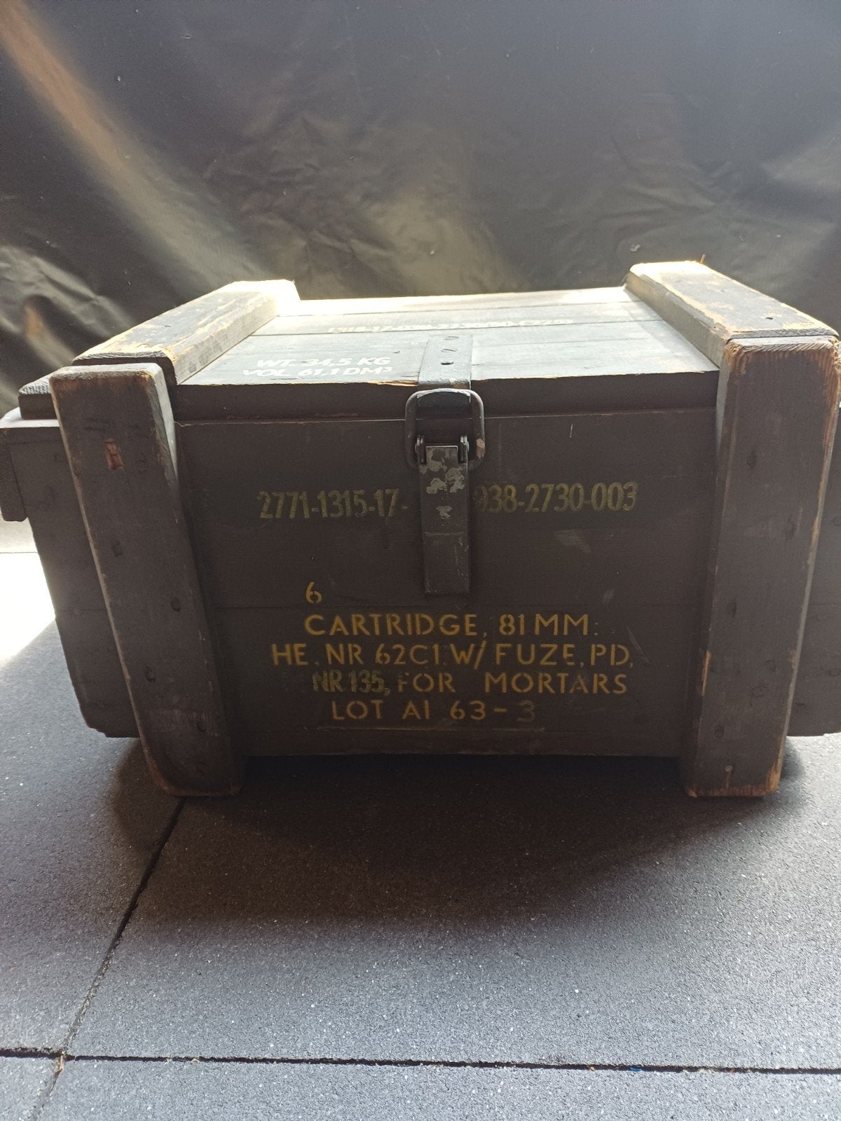Vintage Munitiekist 81mm Mortier - Militair Verzamelobject, Verzamelen, Ophalen of Verzenden, Landmacht, Overige gebieden, Kist of Geocache